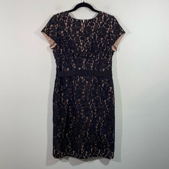 Taylor Women's Blacl Overlay Lace Short Sleeve Sheath Dress Size 8 - Picture 1 of 9